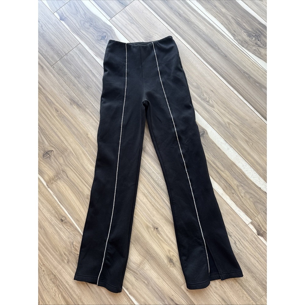 CARBON 38 Black Ribbed‎ Knit High-Rise Flared Pull-On Sweater Pants S